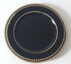Sousplat Preto com Dourado 33 cm Sousplat Preto com Dourado 33 cm