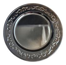 Sousplat Preto Poliresina Design Quad 33 X 33