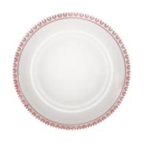 Sousplat Profissional de Cristal Borda Coração 32cm Ideal para Decoração Mesa Luxo Trans/Rosa