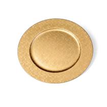 Sousplat Quadriculado Ouro 33cm - 01 unidade - Cromus Natal - Rizzo Embalagens