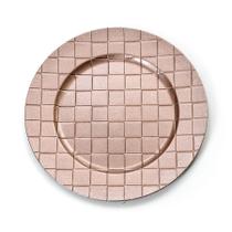 Sousplat Quadriculado Rose Gold 33cm - 01 unidade - Cromus Natal - Rizzo Sousplat Quadriculado Rose Gold 33cm - 01 unidade - Cromus Natal - Rizzo