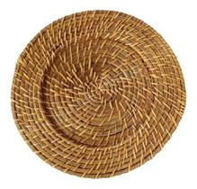 SOUSPLAT RATTAN MUNDIART REDONDO 32X32X1,5CM MARROM CLARO kit com 4 unidades
