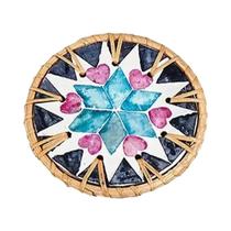 Sousplat Redondo Colorido De Rattan Boêmio 10cm Para Mesa De Chá 1PC