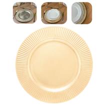 Sousplat Redondo Dourado Plástico para Mesa Posta 33cm Luxo e Elegante Lyor