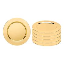 Sousplat Redondo Dourado Prato Inox Mesa Posta Buffet 6un