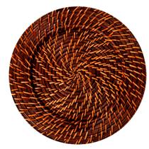 Sousplat Redondo Em Rattan E Bambu Escuro 32cm