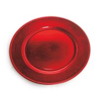 Sousplat Redondo Liso na Cor Vermelho para Decoração de Natal - Cromus