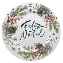 Sousplat Redondo Polipropileno Feliz Natal 33Cm Rafimex