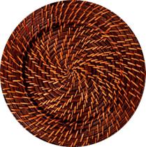 Sousplat Redondo Rattan Bambu Marrom Escuro 32x32cm