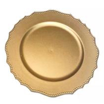 Sousplat Trançado Dourado Redondo 33cm