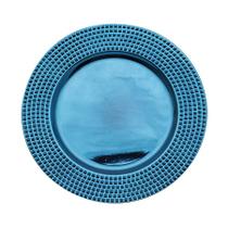 Sousplat Turquesa com Borda Quadriculada 33cm - 01 unidade - Cromus Natal - Rizzo Sousplat Turquesa com Borda Quadriculada 33cm - 01 unidade - Cromus Natal - Rizzo