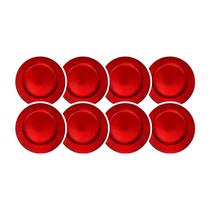 Sousplat Vermelho Redondo 33cm Mesa Posta Kit 8 Rafimex