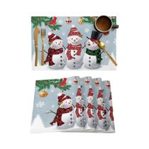 Sousplats Com Padrão De Boneco De Neve E Floco De Neve Para Cozinha, Mesas De Café E Jantar,
