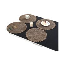 Sousplats De Juta Natural Estilo Fazenda, 4 Peças, Borda Ondulada, Antiderrapantes, Design Em