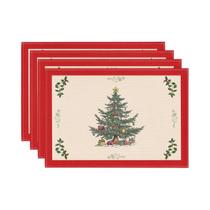 Sousplats De Linho Com Estampa De Árvore De Natal, Antiderrapantes E Isolantes Térmicos, Para