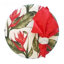 SOUSPLATS HELICÔNIA - KIT 2 LUGARES - CAPA P/ SOUSPLAt + GUARDANAPO + PORTA GUARDANAPO + BASE DE MDF