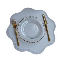 Sousplats Redondos De material sintético Laranja Com Flores 1/4/6 Peças Decoração De Mesa Para