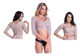 Soutien Sutiã Pós Cirúrgico Com Reforço e Manga Fecho Frontal Mamoplastia Implante de silicone Cirurgia e Lipo Braços 1615