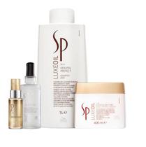 SP System Professional Luxe Oil Keratin Protect Kit Shampoo 1L Mascara 400ml Oleo Capilar 30ml e Liquid Hair 100ml