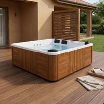 Spa com Hidromassagem Montserrat Top Line Ouro Fino com Aquecedor, Cromoterapia LED e Cascata 7 Lugares em Acrílico 220V Branco
