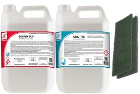 Spartan Golden Glo Detergente e CDC10 Desinfetante 5L+ 2 Fibras Spartan Golden Glo Detergente e CDC10 Desinfetante 5L+ 2 Fibras