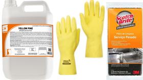 Spartan Yellow Pine 1 Detergente 5L + 2 Fibras + 1 Par Luva Spartan Yellow Pine 1 Detergente 5L + 2 Fibras + 1 Par Luva