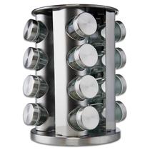 Spice Rack FineDine em aço inoxidável 16 potes de 30 cm