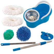 Spin Mop 360 Esfregão Cesto Inox Com 3 Refil e Bola Lava Roupa