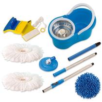 Spin Mop 360 Esfregão Cesto Inox Com 3 Refil e Limpador Magnético