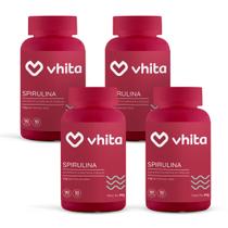 Spirulina Cápsulas Natural de 1,7g Com Proteína e Ferro Importada 90 cápsulas Vhita 4 unidades Spirulina Cápsulas Natural de 1,7g Com Proteína e Ferro Importada 90 cápsulas Vhita 4 unidades