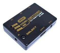 Splitter Hdmi Switch 3X1 Hub 4K Full Hd 3D Com Controle