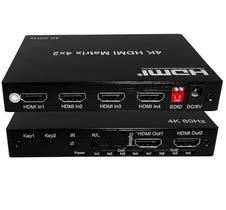 Splitter switch matrix hdmi 4x2 3d 4k com controle remoto