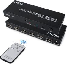 Splitter Switch Matriz 2x4 Hdmi 4k 2k Ultra Full Hd 3d Fonte