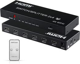 Splitter Switch Matriz 2x4 Hdmi 4k 2k Ultra Full Hd 3d Fonte