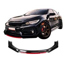 Spoiler dianteiro Honda Civic Black Piano Vermelho Para-choq