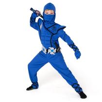 Spooktacular Creations Blue Ninja Costume for Kids, Deluxe Ninja Costume for Boys, Halloween Ninja Costume Dress Up (Azul, Médio(8-10 anos))