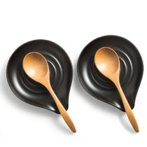 Spoon Rest LAUCHUH Ceramic Black Conjunto de 2 15x13x2cm