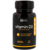 Sports Research, Vitamina D3 com Óleo de Coco, 125 mcg (5.000 UI), 30 Cápsulas Gelatinosas Sports Research, Vitamina D3 com Óleo de Coco, 125 mcg (5.000 UI), 30 Cápsulas Gelatinosas