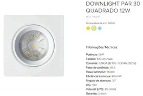 Spot Brilia Downlight 12w 3000k Autovolt Par30 314214 Br Spot Brilia Downlight 12w 3000k Autovolt Par30 314214 Br