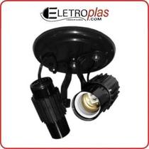 Spot D Sobrepor Basic Suporte Para 2 Lâmpadas Preto Base E27