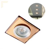 Spot De Cristal Embutir Espelhado Rose Quadrado Dicroica Lup64