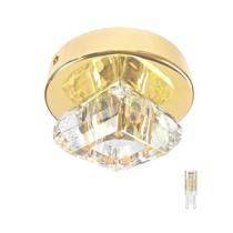 Spot De Cristal Sobrepor Plafon Dourado Lavabo Bet46 + Led