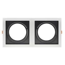 Spot De Embutir Quadrado Recuado Duplo Ar111 Direcionável Branco Com Preto Spot De Embutir Quadrado Recuado Duplo Ar111 Direcionável Branco Com Preto