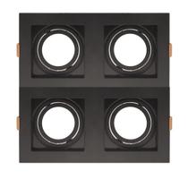 Spot De Embutir Quadrado Recuado Quadruplo Par 30 Direcionável Preto Spot De Embutir Quadrado Recuado Quadruplo Par 30 Direcionável Preto