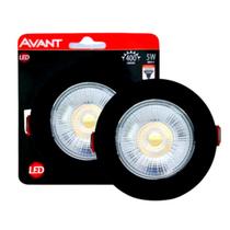 Spot de Led 5w Embutir Authentic Luz Amarela 3000K Preto Redondo Bivolt Avant