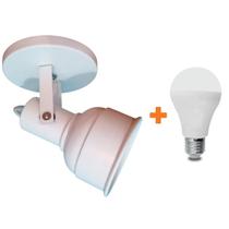Spot De Sobrepor Direcionável Branco com 1 Lâmpada Bulbo E27