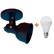 Spot de Sobrepor Direcionável Duplo Preto com 1 Lâmpada Bulbo E27