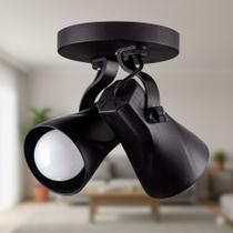 Spot De Sobrepor Faro 2 Lâmpadas E27 PP Ideal Praia Maresia Preto