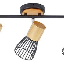 Spot De Sobrepor Preto E Madeira 3 Lampadas 12w