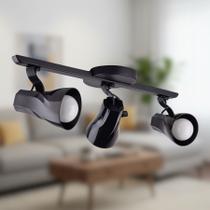 Spot De Trilho Sobrepor Faro 3 Lâmpadas E27 PP Ideal Praia Maresia Preto